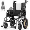 VOCIC U11 Sedia a Rotelle Pieghevole Leggera 13KG Stretta | Carrozzina per anziani fino a 136KG,30CM ruote fuoristrada,cuscino 3D,doppio freno,alluminio|Grigio Chiaro