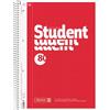 BRUNNEN Blocco universitario per studenti, formato A4, rigatura 22, 80 fogli, rosso
