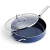 Blue Diamond Cookware 28 cm/4,3L Padella con Rivestimento Antiaderente in Ceramica Rinforzato con Diamante, Coperchio, Senza PFAS, Compatibile con l'induzione, Lavabile in Lavastoviglie e Forno, Blu
