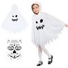 MELLIEX Costume Fantasma Bambino, Bianco Vestito Fantasma Bambino da Halloween con Tatuaggi Halloween