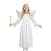 AYBUY Costume da Bambino Angelo, 4PCS Costume da Angelo, Costume da Angelo Bambini con Alone e Bacchetta Magica e Ali per Natale, rappresentazione della natività, Costume di Natale, Carnevale