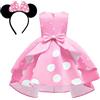 BJPERFMS Vestito Minnie Bambina, Ragazza Minnie Pois Abito da Principessa Costumes, con Cerchietto Minnie, Cerchietto Orecchie del Topo, per Feste di Compleanno, per 3-4 Anni