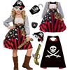 minkasic 7 pezzi costume da pirata per bambini con gonna pirata, cintura per gli occhi, pistola pirata, mantello da pirata, maschera da pirata, gancio da pirata, costume da pirata, costume da pirata, 7 pezzi