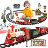 deAO Treno Classico con Luci e Suoni Set Natalizio di Binari | Trenino Elettrico per Bambini Locomotiva e 4 Carri Treno di Gioco Elettronico per Bambini Decorazioni Natalizie