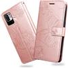 DENDICO Cover per Xiaomi Redmi Note 10 5G / Xiaomi Poco M3 PRO 5G / Redmi Note 10T, Portafoglio Custodia in PU Pelle per Xiaomi Redmi Note 10 5G, Antiurto Cover a Libro con Slot per Carte, Oro Rosa
