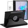 ebestStar - Cover per Samsung Galaxy Tab S6 10.5 T860/T865, Custodia Protezione Rotazione 360, Pelle PU, Nero + Vetro Temperato