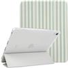 Lovmooful per iPad Air 2/5/4 11/10.9 Custodia Carino Strisce-Verde | Portapenne Carino,Striped Design,per Ragazze Donne,TPU morbido Tripla Piega Supporto Cover,Antiurto AntiGraffio Protezione