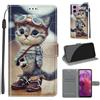 SIENIANLINE Cover per Motorola Moto G24 / E14 custodia portafoglio Gatto | Chiusura magnetica, Scomparti carte, Funzione supporto, Pelle PU flip cover per Moto G04 / G04s