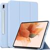 MGUEIAO Cover Compatibile con Samsung Galaxy Tab S7 FE 12.4, Custodia in Pelle PU Ultrasottile con Supporto Trifold, Retro in TPU Morbido, Antiurto - Light Blue