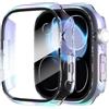 Diruite 2 Pezzi Cover per Apple Watch Series 12 46mm Pellicola Protettiva | PC Dura Custodia con Vetro Temperato 9H HD,Alta Sensibilità,Antigraffio,Ultrasottil Tutto,Multicolour,46mm(Alluminio&Titanio)