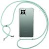 ISOI Cover con Cordino per Samsung Galaxy M33 5G 6,6, Custodia Trasparente con Collana Tracolla Laccio Collo Ultra Sottile Morbido TPU Silicone Antiurto AntiGraffio Antiscivolo Case, Verde
