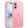 Qasyfanc Magnetica Cover per iPhone 17, Rosa chiaro | Compatibile con MagSafe,con 2 Pezzi Vetro Temperato Pellicola, Cover Clear Slim Fit Antiurto Militare Antigiallo