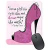 Yeuss Tappetino per mouse rettangolare antiscivolo con scritta Give A Girl The Right Shoes And She Can Conquer The World, 200 mm x 240 mm