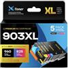 X-Toner 903XL Cartucce multipack per HP Officejet 6950 6960 6970 Stampante | per HP Officejet 6950 6951 6960 colori per HP Officejet Pro 6960 6970 6978 Stampante 2*nero 1*magenta ciano giallo Cartucce