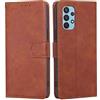 RankOne Cover per Samsung Galaxy A32 4G (6.4 Inches), Custodia Flip Pelle Portafoglio, Magnetica Libro Bumper Cover Case - Marrone