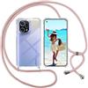 ISOI Cover con Cordino per Oppo Find X5, Custodia Trasparente con Collana Tracolla Laccio Collo Ultra Sottile Morbido TPU Silicone Antiurto AntiGraffio Antiscivolo Case, Rosa