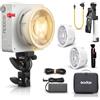 Godox ML100Bi Kit2 luce video LED Bicolore 2800K-6500K, 33200 lux, luce fotografica con impugnatura per batteria V-mount AK-B02, riflettori da 15° e 36° e borsa per il trasporto, controllo tramite App