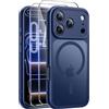 Qasyfanc Cover Magnetica Traslucida Opaca per iPhone 17 Pro/iPhone 18 Pro,Blu Scuro