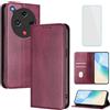 OUEAYIEN Cover per ZTE Nubia Focus 2 5G Custodia a Libro con Vetro Temperato Bdx | Blocco RFID,Antiurto,Pelle Portafoglio Case,Porta Carte,Vintage Flip Custodia per Nubia Focus2 Z2462N ZTE NubiaFocus2