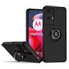 RankOne Custodia per Motorola Moto E14 / G04S / G04 / G24 / G24 Power (6.5 Inches), Staffa ad Anello Base di Aspirazione Magnetica Cover per Cellulare Trasparente Opaca - Nero
