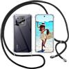 ISOI Cover con Cordino per Xiaomi 13 Pro, Custodia Trasparente con Collana Tracolla Laccio Collo Ultra Sottile Morbido TPU Silicone Antiurto AntiGraffio Case, Nero