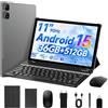 RUSHAR Android 15 Tablet 11 Pollici con Tastiera, 36GB RAM+512GB ROM(TF 1TB), 4G LTE+5G WiFi, IPS 2000 * 1200, 9580mAh/Octa-Core/13MP+8MP/BT 5.0/GPS, Tablet in offerta e Mouse, Grigio