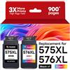 Hookink 575 576 XL Cartucce Compatibili per Canon PG-575XL CL-576XL | 575XL 576XL Nero e Tri-Colore per Canon PIXMA TR4755i TR4756i TS3750i TS3751i TS3752i TS3550i TS3551i TR4750i TR4751i
