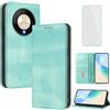 OUEAYIEN Cover per Honor Magic6 Lite 5G/X9B Custodia a Libro con Vetro Temperato Mnt | Blocco RFID,Antiurto,Pelle Portafoglio Case,Porta Carte,Vintage Flip Custodia per Honor Magic 6 Lite 6Lite HonorX9B