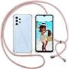 ISOI Cover con Cordino per Samsung Galaxy A13 4G, Custodia Trasparente con Collana Tracolla Laccio Collo Ultra Sottile Morbido TPU Silicone Antiurto AntiGraffio Case, Rosa