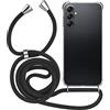 MyGadget Cover per Samsung Galaxy A14 5G - Custodia con Corda - Case con Cordino Trasparente Antiurto con Laccio|Tracolla - Practical Stylish - Nero