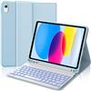 IVEOPPE Tastiera per iPad A16 11 Generazione 11 2025/10 Generazione 2022 10.9 | Cover Keyboard Bluetooth Staccabile con 7 Colori Illuminato, Italiano QWERTY, Custodia Tastiera con Portapenna, Blu chiaro