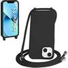 WenBaby Cover Compatible con iPhone 13,Cellulare Girocollo Custodia con Cordino TPU Corda Silicone Case Bumper per iPhone 13 Custodia, Nero