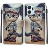 TOMYOU Cover per Honor X7A / Play 7T, gatto di moda | Antiurto Protettiva Portafoglio, Slot per Schede, Magnetica, Custodia in Pelle PU, Libro Flip,Funzione Stand
