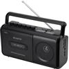 G Keni Boombox portatile con radio AM/FM, registratore a cassette con jack per cuffie, alimentato a batteria o con spina di alimentazione