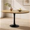 Merax Tavolo da pranzo ovale, moderno e semplice, allungabile, per 4-6 persone, adatto per soggiorno, sala da pranzo, cucina, ufficio, giardino, 100-140 x 100 x 75 cm, colore rovere