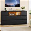 Hzuaneri Cassettiera con 7 Cassetti, Cassettiera con LED e Presa Multipla | Cassettiera camera da letto con 3 Scomparti Aperti, Camera da Letto, Soggiorno, Corridoio 40 x 140 x 75 cm, Nero DC37004BEU