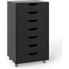 RELAX4LIFE Cassettiera Ufficio con Ruote, Piano 40x49 cm con Portata 45kg, Guide Metalliche, Silenziosa e Stabile, Mobile Porta Stampante per Ufficio, Casa (Nero, 7 Cassetti - 87 cm)