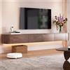 NOYHHAV Mobile TV Sospeso con Luce LED - Mobile TV a Parete, Multimediale TV Moderna Legno massello-Noce 200CM