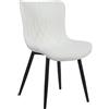 CLP Sedia da pranzo Brady I Velluto o ecopelle I Sedia da cucina con protezioni per il pavimento e rivestimento confortevole Colore:bianco;Materiale:Ecopelle