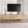 BTM Mobile Porta TV Basso con 4 Ante Mobiletto TV per Soggiorno con Design Geometrico Texture 3D