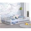 CADANI Letto Montessori TESO 140x200 - 200 kg portata, ingresso variabile, rete arrotolabile, letto-famiglia bianco