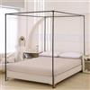 Beyeutao Telaio a baldacchino nero per letto king size W150 × L200 × H200 cm, letto a baldacchino a quattro angoli con basi zanzariera telaio a baldacchino per tenda da gioco all'aperto o interno