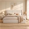 KRYZOR Letto matrimoniale, 140 x 200 cm, con USB e illuminazione LED, letti matrimoniali con contenitore idraulico, letto imbottito con rete a doghe (beige-g, 160 x 200 cm)