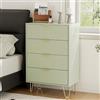 HEYZOEY Cassettiera con 4 cassetti, 34 x 60 x 91 cm, in legno con gambe dorate, moderno, boho, per camera da letto, corridoio, soggiorno, verde