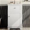 Merax - Armadietto bagno con lavabo 51cm indipendente, MDF laccato, cassetto + ripiani regolabili, porta scaffale, piedi alti per più spazio, mobile alto, indipendente, bianco/51x46x87cm