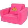 Mondial Toys Poltroncina Letto per Bambini Soffice Poltrona Rilassante Morbida in Peluche con Cuscino Rosa