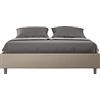 BS COM Letto matrimoniale senza rete imbottito 160x190 similpelle tortora
