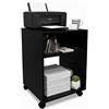 Baroni Home Carrello Ufficio con 4 Rotelle Girevoli a 360°, Mobiletto Organizer per Stampante e Cancelleria, Struttura in MDF Resistente, Montaggio Facile, 35x40x55 cm 2 Scomparti Nero
