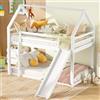 boorbin Letto matrimoniale per bambini, letto a castello con scivolo e scala, per cameretta dei bambini, letto matrimoniale (bianco, 90 x 200 cm)