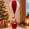BAKAJI Mongolfiera di Babbo Natale Rivestimento in Tessuto Altezza 95 cm, Decorazione Natalizie, Statuina Oggettistica Natalizia Decorativa, Ornamento per Casa, Vetrina, FESTIVITÀ, Bianco e Rosso